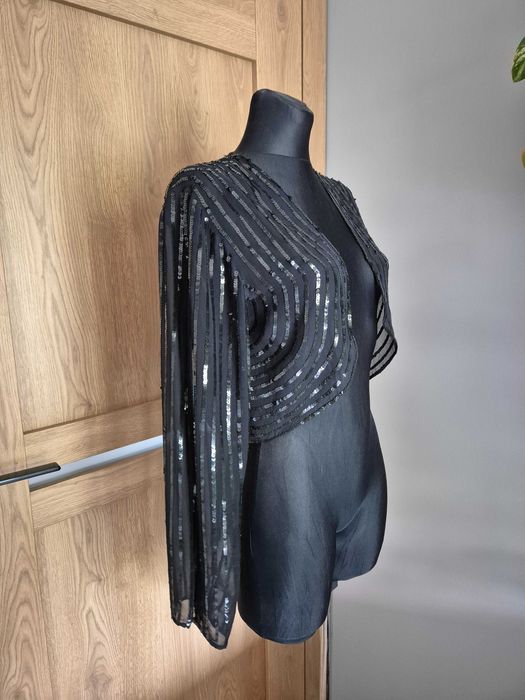 Czarna narzutka z cekinami z wiskozy rozmiar 36-40