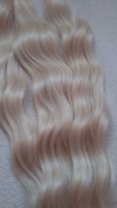 Wlosy Naturalne rosyjskie  50 cm 200g na tasmie platynowy blond