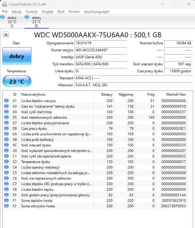 Dysk HDD WesternDigital 500GB WD5000AAKX 3,5 cala