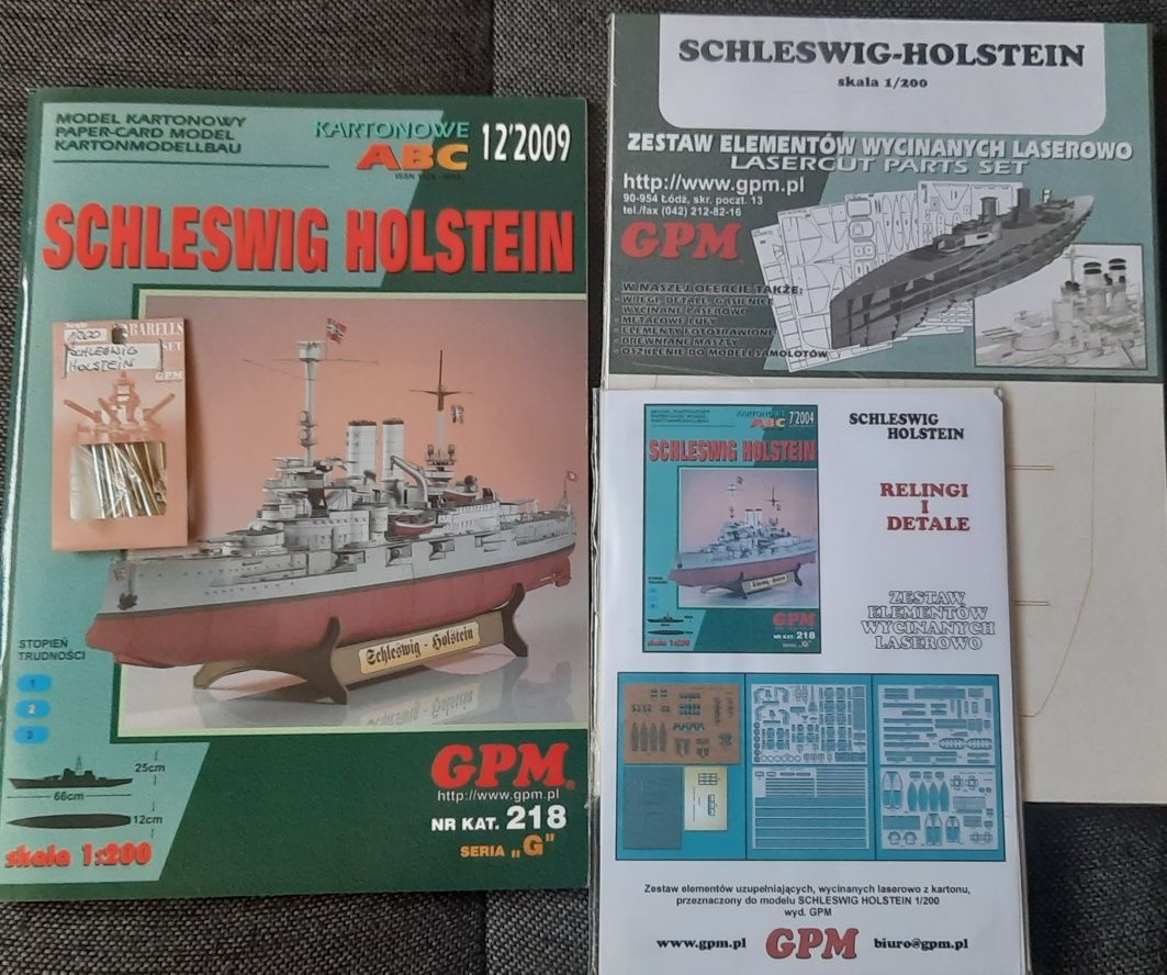 Schleswig Holstein , GPM, model kartonowy + dodatki laserowe + lufy