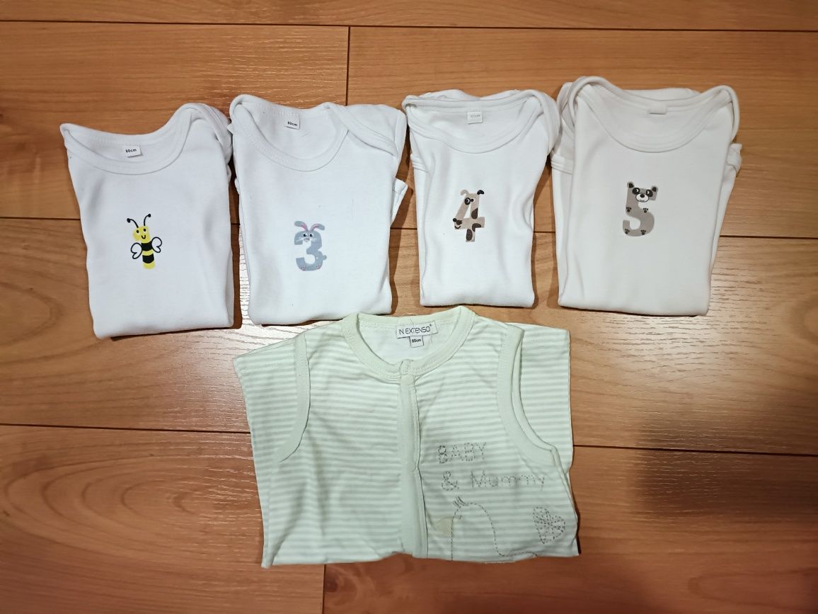 Pack 4 Bodies bebé manga curta + 1 Cacheado - 12 meses (80cm)