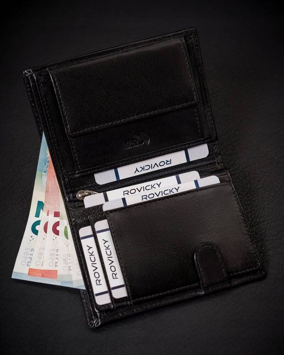 portfel męski ze skóry naturalnej wyposażony w system rfid - rovicky
