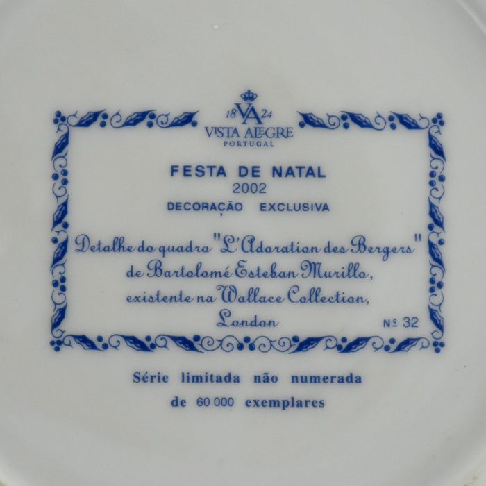 Prato de Natal, porcelana Vista Alegre, ano 2002