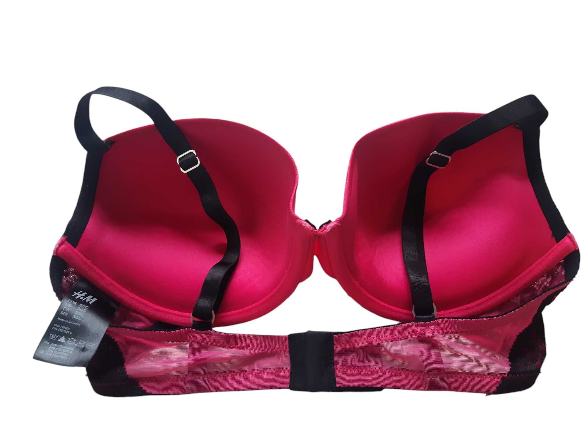 Różowy stanik biustonosz 80C 36C push up H&M bielizna damska pushup