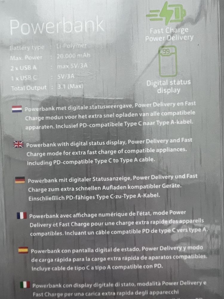 Power bank 20,000mAh швидка зарядка
