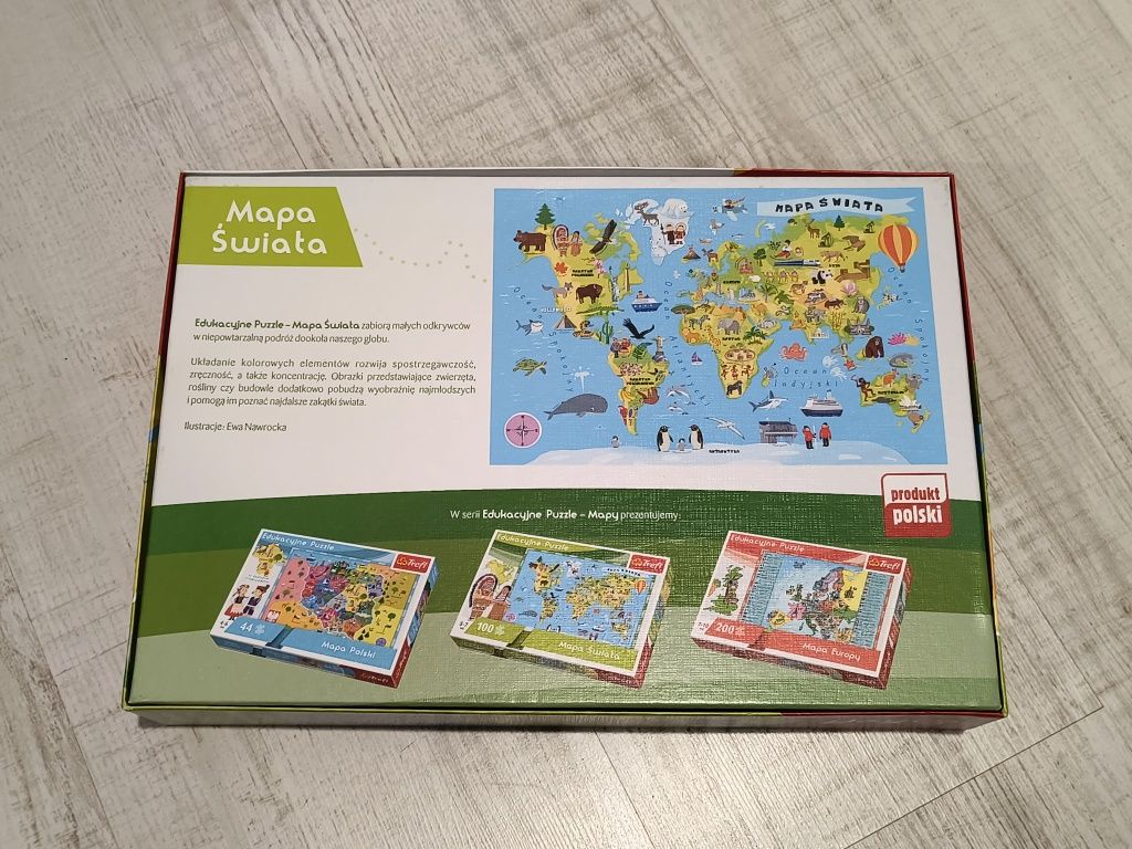 Edukacyjne puzzle mapa świata 100 puzzli