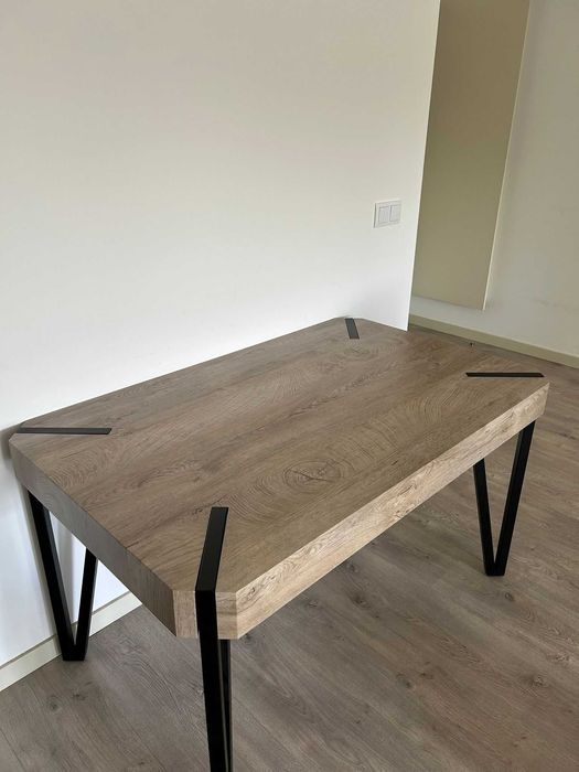 Mesa de jantar, CAMBELL, castanho / preto 130x80 (NOVO)