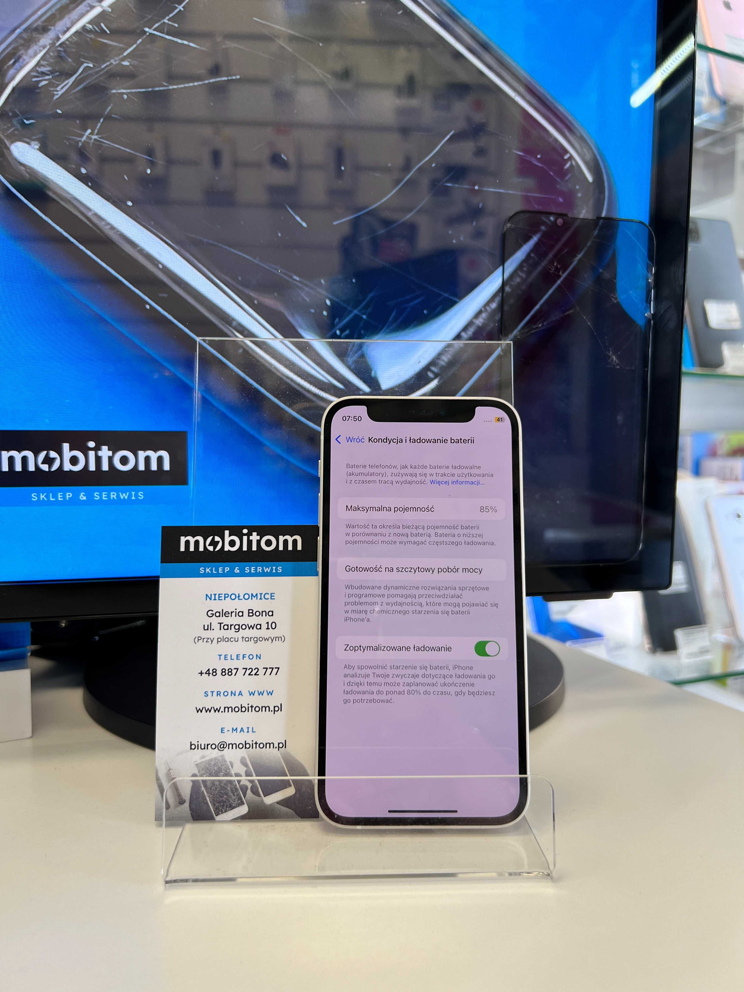 Apple iPhone 12 Mini 64GB Biały Bat. 85% Gw. 3 msc. Bez pudełka FVM