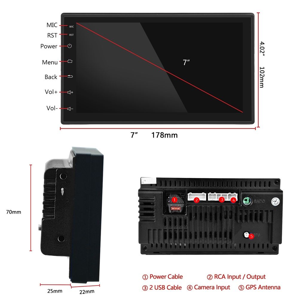 Rádio 2din 7" 1/32GB android 10 GPS WIFI RDS NOVO