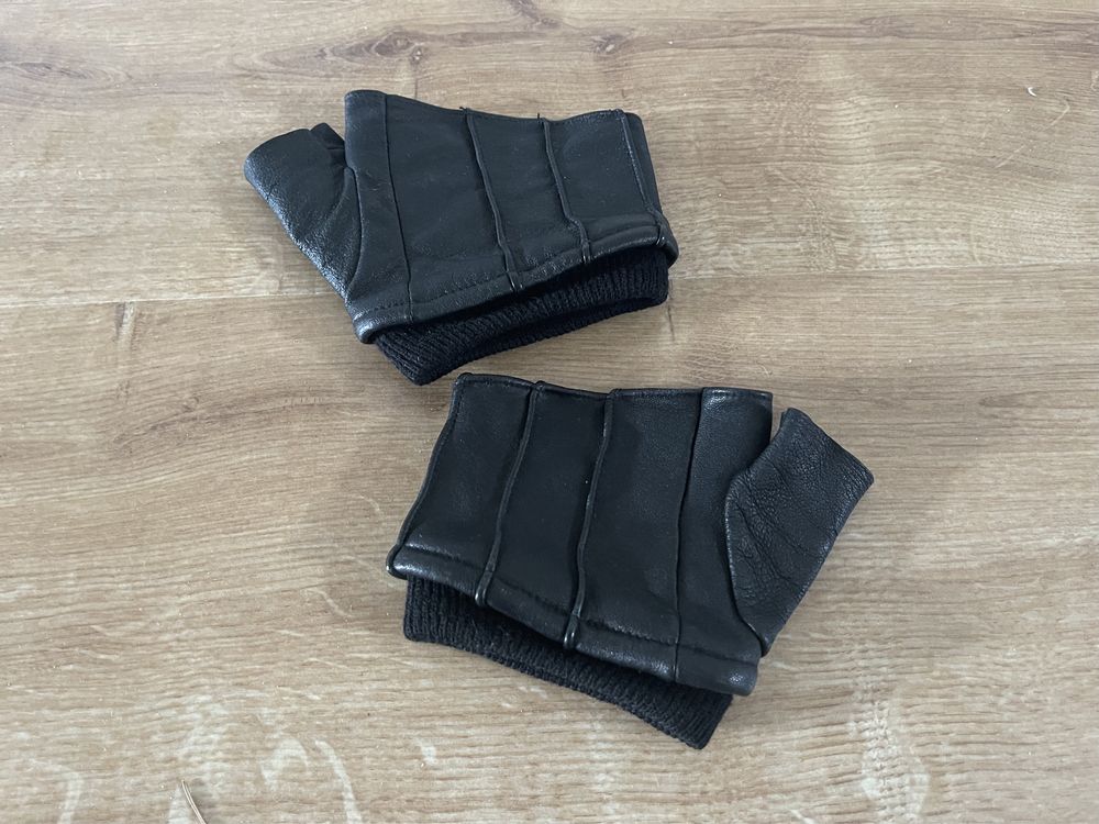 Rękawiczki skórzane Zara - czarne