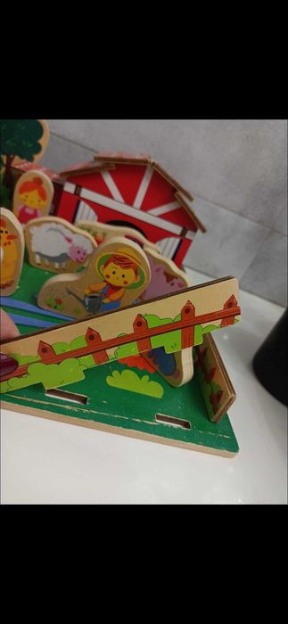 Drewniana farma zwierzęta figurki Lidl gospodarstwo zagroda układanka