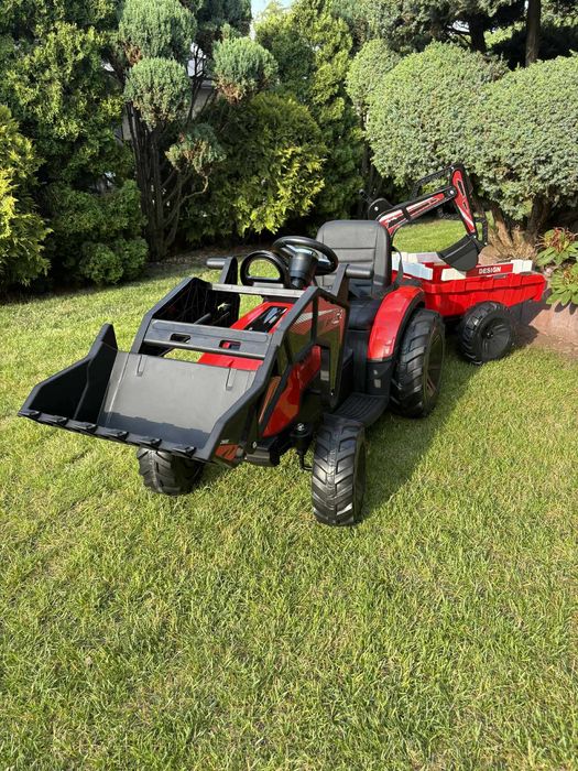 TRAKTOR na Akumulator Dla Dzieci 2X200W 24V Przyczepka Spychacz Kopara