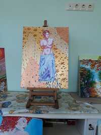 Картина написаная акрилом "Венера Милосская" стилизацыя