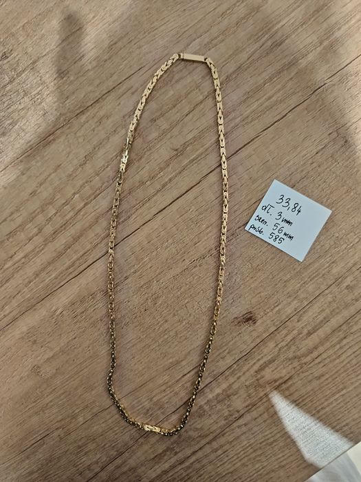 Sprzedam piękny złoty łańcuszek splot królewski 585