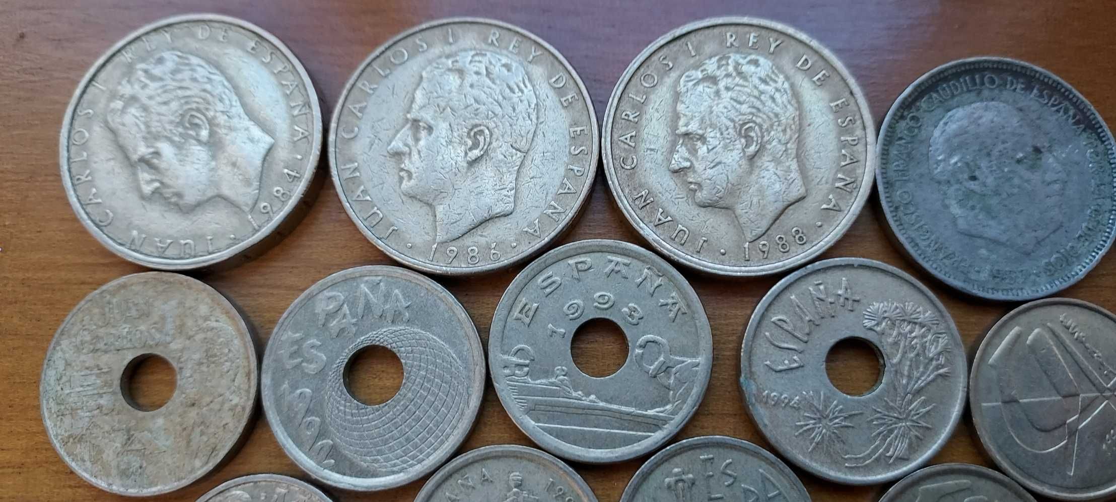 Lote de 18 moedas Espanha de 1867 até 1998