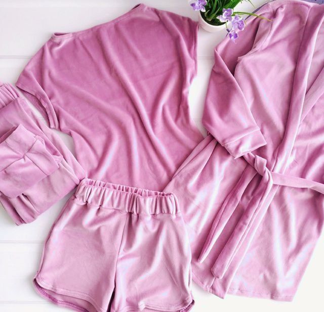 Піжама велюрова 5 в 1. Комплект  велюровий. Халат. Костю.домашній одяг