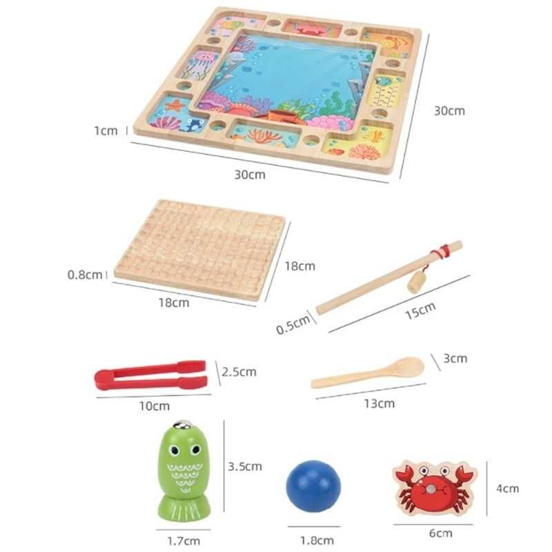Drewniana gra 3w1 - Mozaika, Bubble Shooter, Rybki