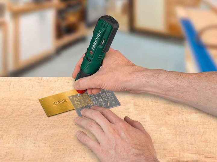 Akumulatorowe NARZĘDZIE DO GRAWEROWANIA Parkside + 5 szablonów