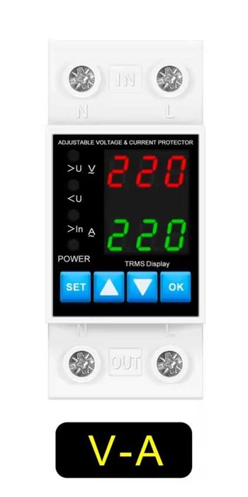 Реле напруги,40 А,з захистом по струму та программуванням