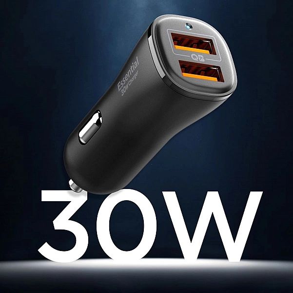 Spigen Essential Ev302/2-Port Car Charger 30W Black