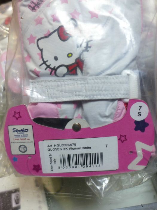 Rękawice narciarskie HELLO KITTY białe i róż rozm. 7