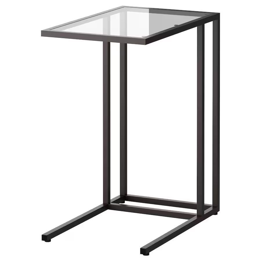 Stolik pod laptopa, czarnobrąz/szkło, 35x65 cm