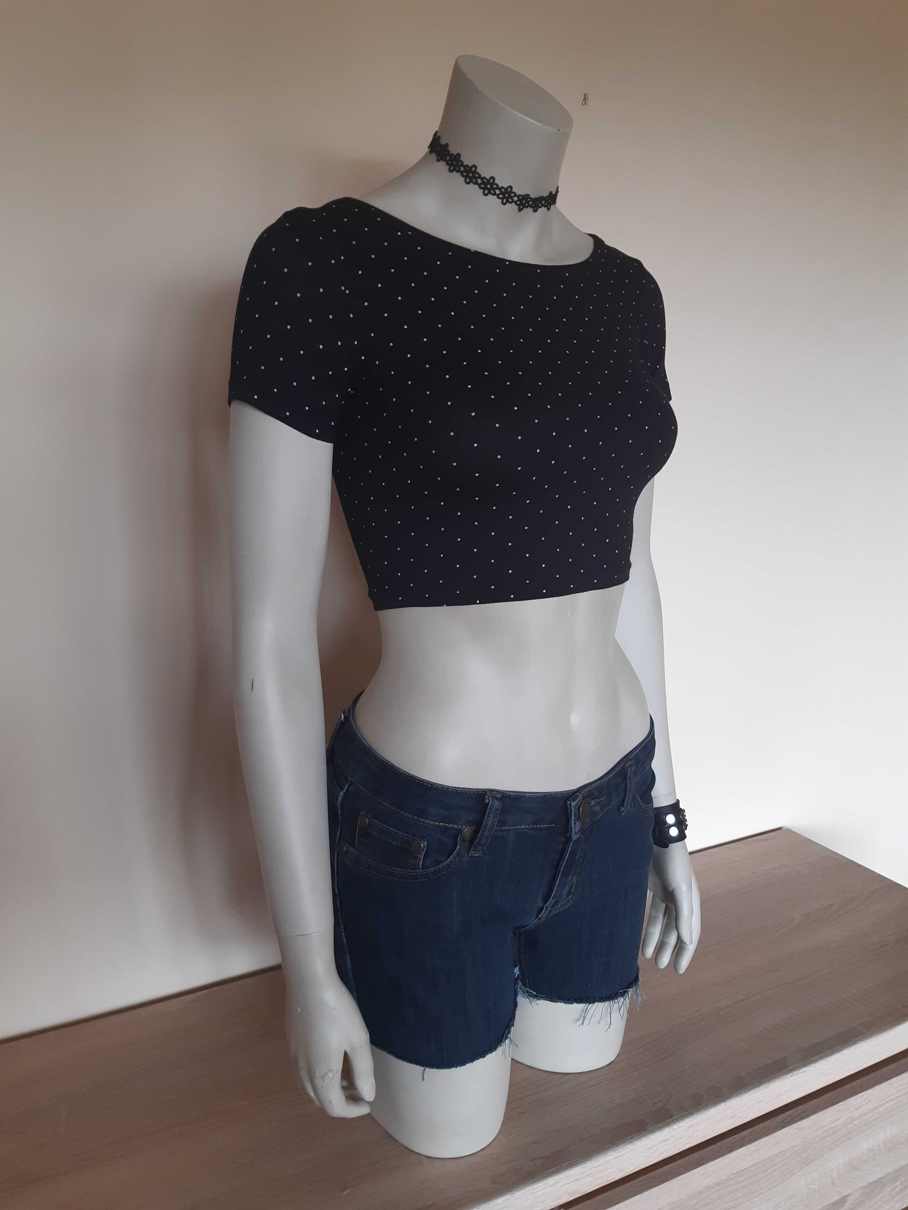 Crop Top czarny groszki XS/S