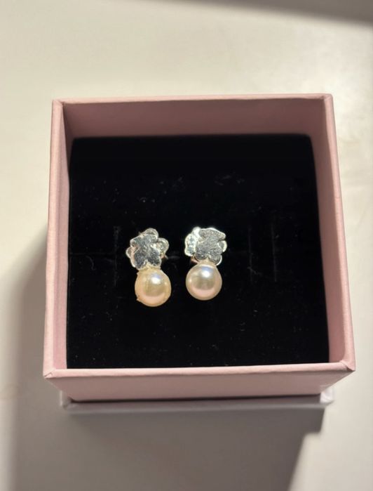 Kolczyki Tous perełki, srebrne, misie