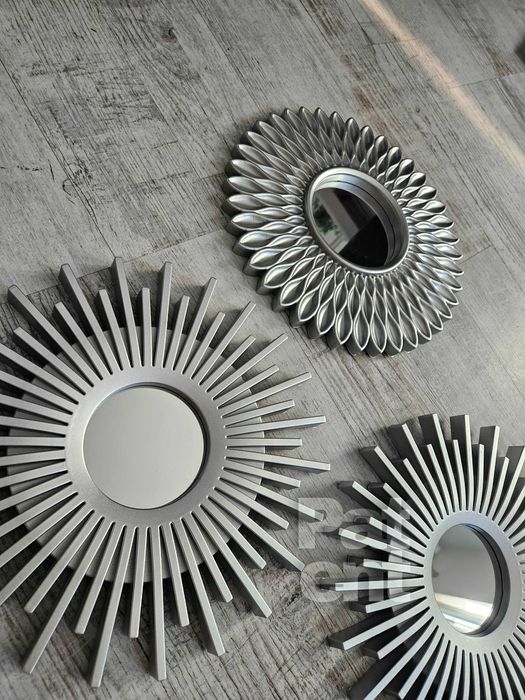 Lustra zestaw 3 luster w srebrnych ramkach do domu na ścianę dekoracja