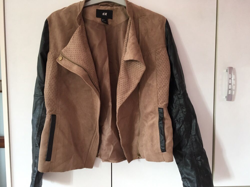 Kurtka h&m 36 s ramoneska zamszowa skórzane rękawy