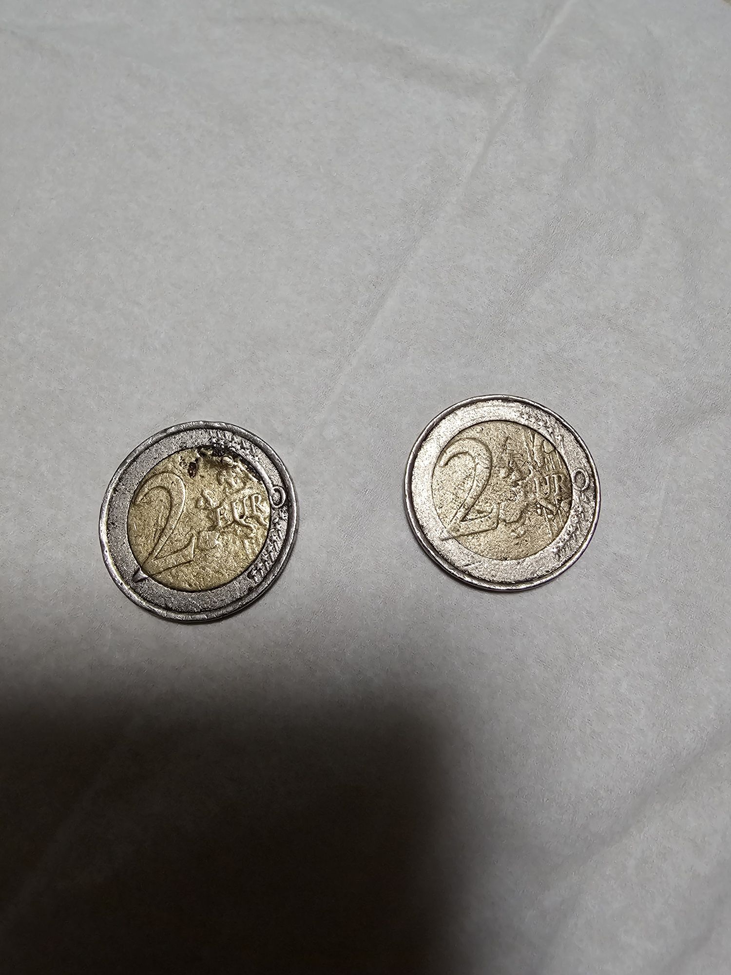 Euro 2 euro . Dwa destrukty mennicze.