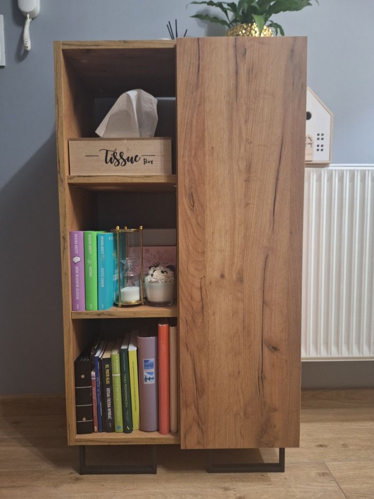 Witryna Szafka Komoda Dąb Craft Metalowe Nogi Loft