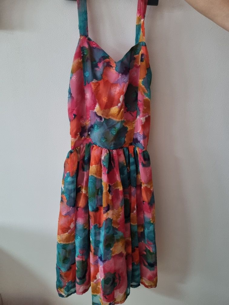 Vestido cerimónia multicolor - S