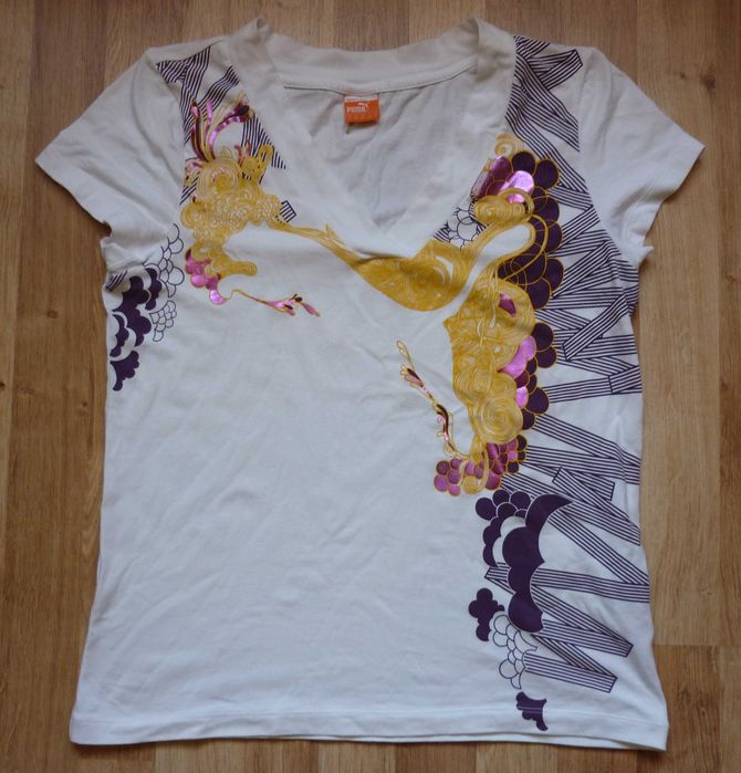 Piękna damska koszulka t-shirt PUMA rozmiar L biała
