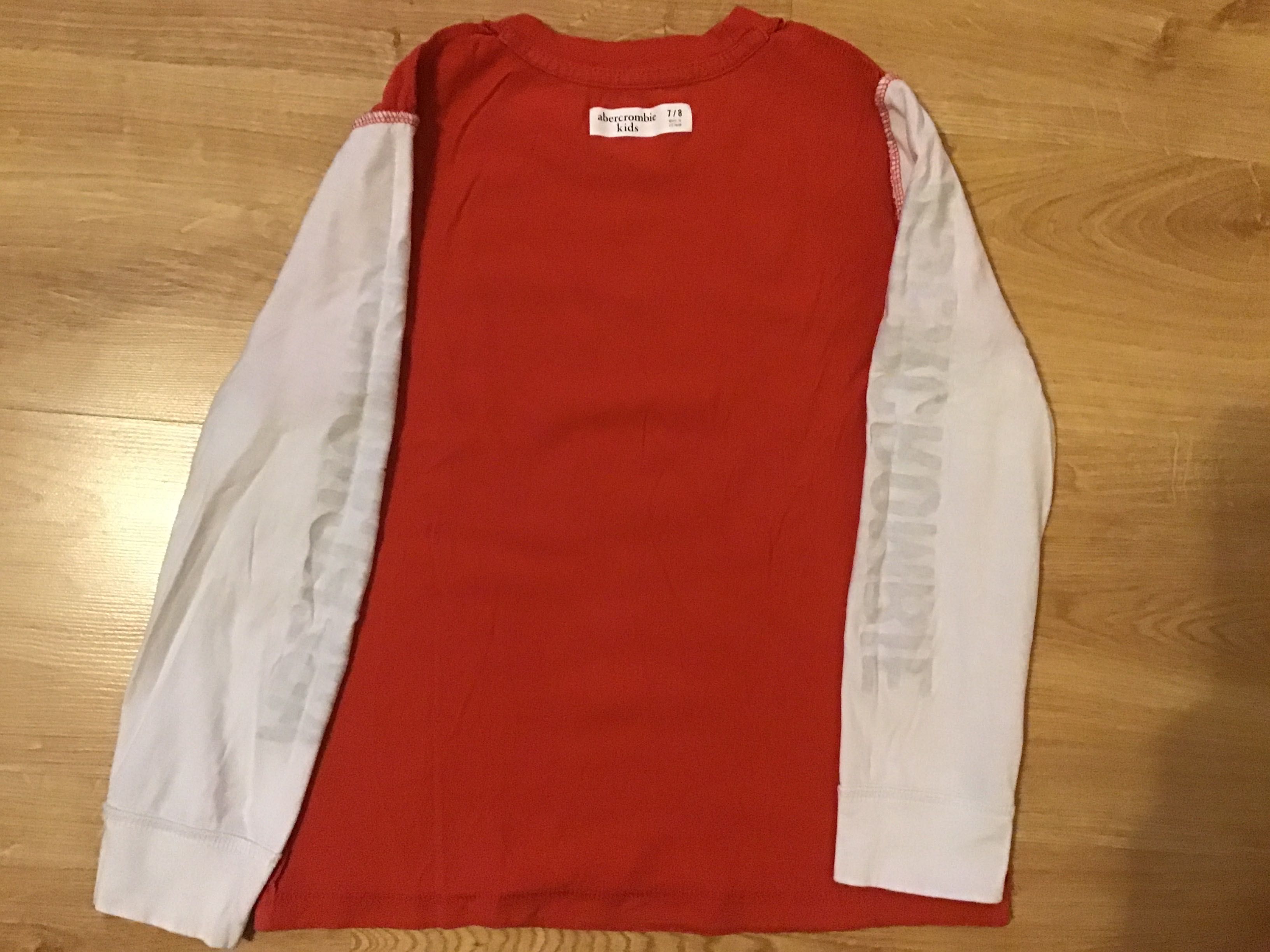 Koszulka z długim rękawem czerwona 7/8 lat 122/128 ,Abercrombie USA
