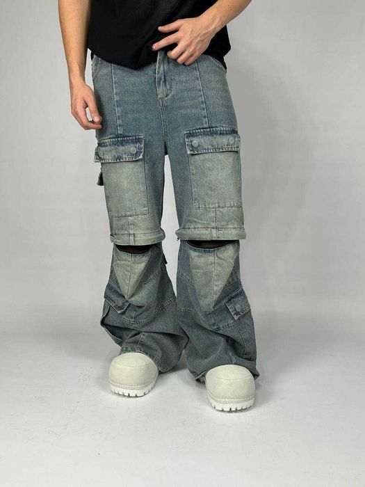 Джинси Balenciaga Cargo faded baggy штани archive синие джинсы сині