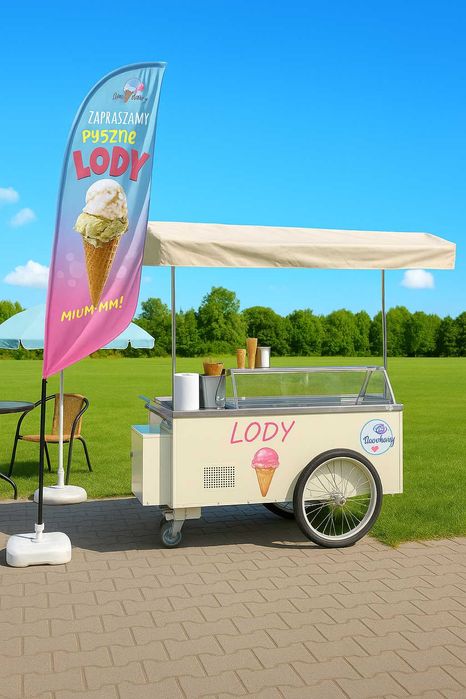 Wózek do lodów konserwator mobilny Riksza ISA Carrettino Classic