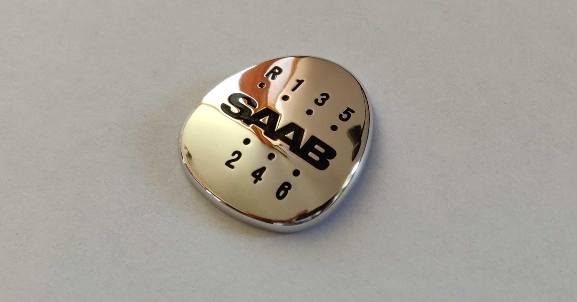 Gałka biegów, lewarek, Saab 93 9-3 - wkładka 5b i 6b, emblemat, logo