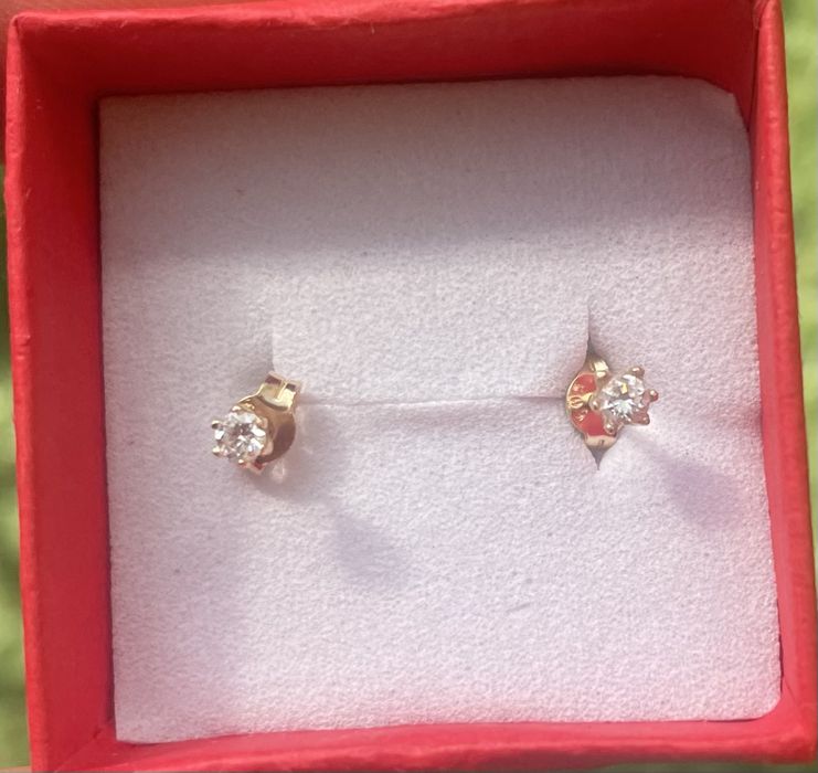 Kolczyki brylanty diamenty 0,14 ct , złoto 14K,stan idealny