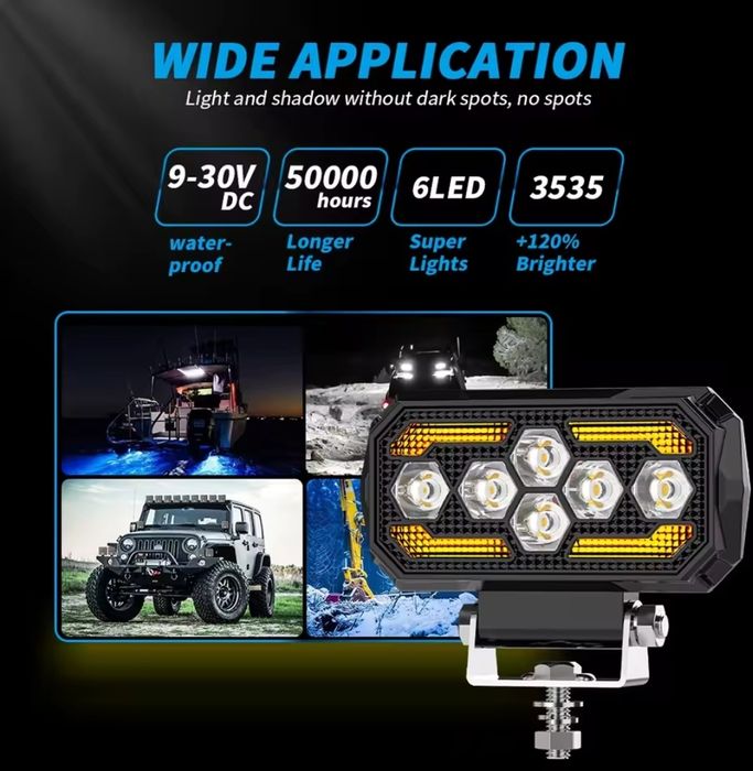 Лампа для авто 9-30В, 25W, IP68, протитуман, офф-роуд