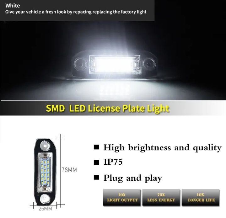 LED підсвітка номера Volvo XC60 XC90 S30 S40 S60 S80 V50 V60 V70 C70