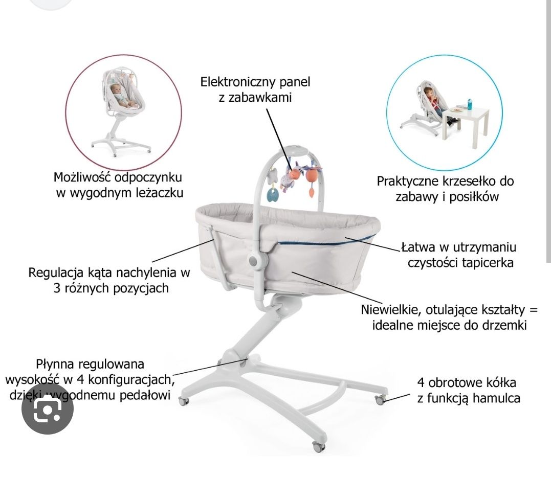 Chicco Baby Hug air 4w1 łóżeczko leżaczek plus materacyk jak nowe .