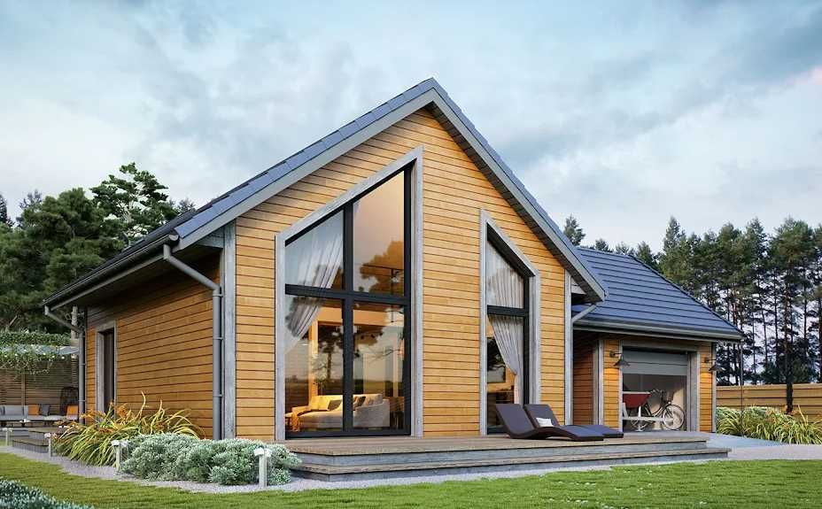 Projekt domu drewnianego całorocznego Erna 4 - 70m2