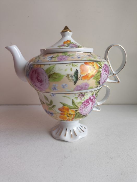 Сервиз фарфор (3TA1293) 1 чайник + 1 чашка  (200/400 мл чашка/ Yamasen