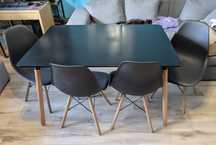 Zestaw stół czarny 4 krzesła bdb stan loft drewniane nogi