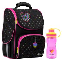 Рюкзак шкільний каркасний Kite Hearts 501S-4 (LED) пляшечка Кайт