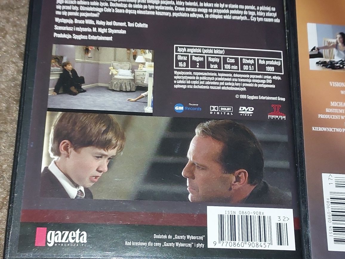 Filmy DVD Bruce Willis Szósty zmysł Osaczony Piąty element 4xDVD=35zł