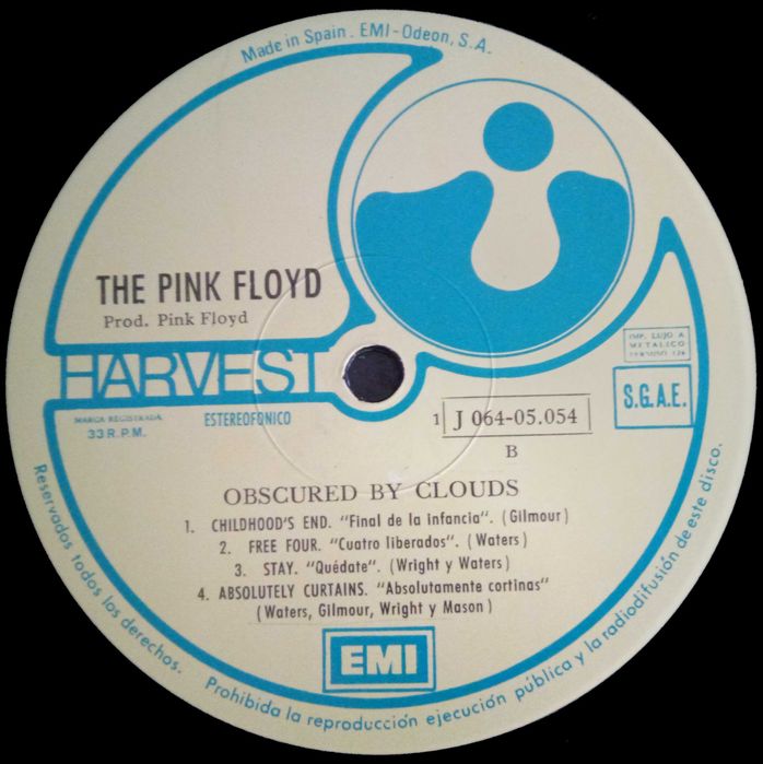 Pink Floyd	- - - - -	Obscured By Clouds	- - - - -	LP