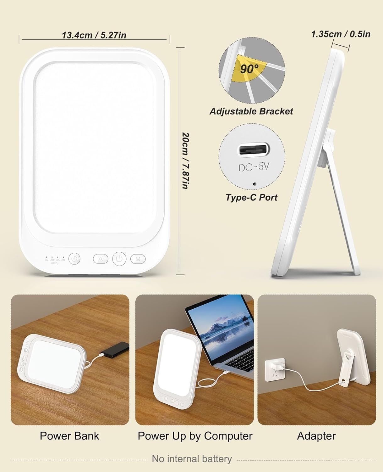 Lampa do terapii światłem z 4 timerami i 5 poziomami jasności