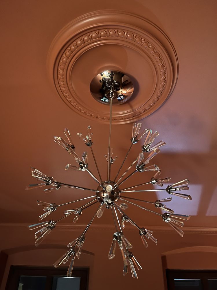 Lampa sufitowa żyrandol Sputnik Kryształowy Vintage